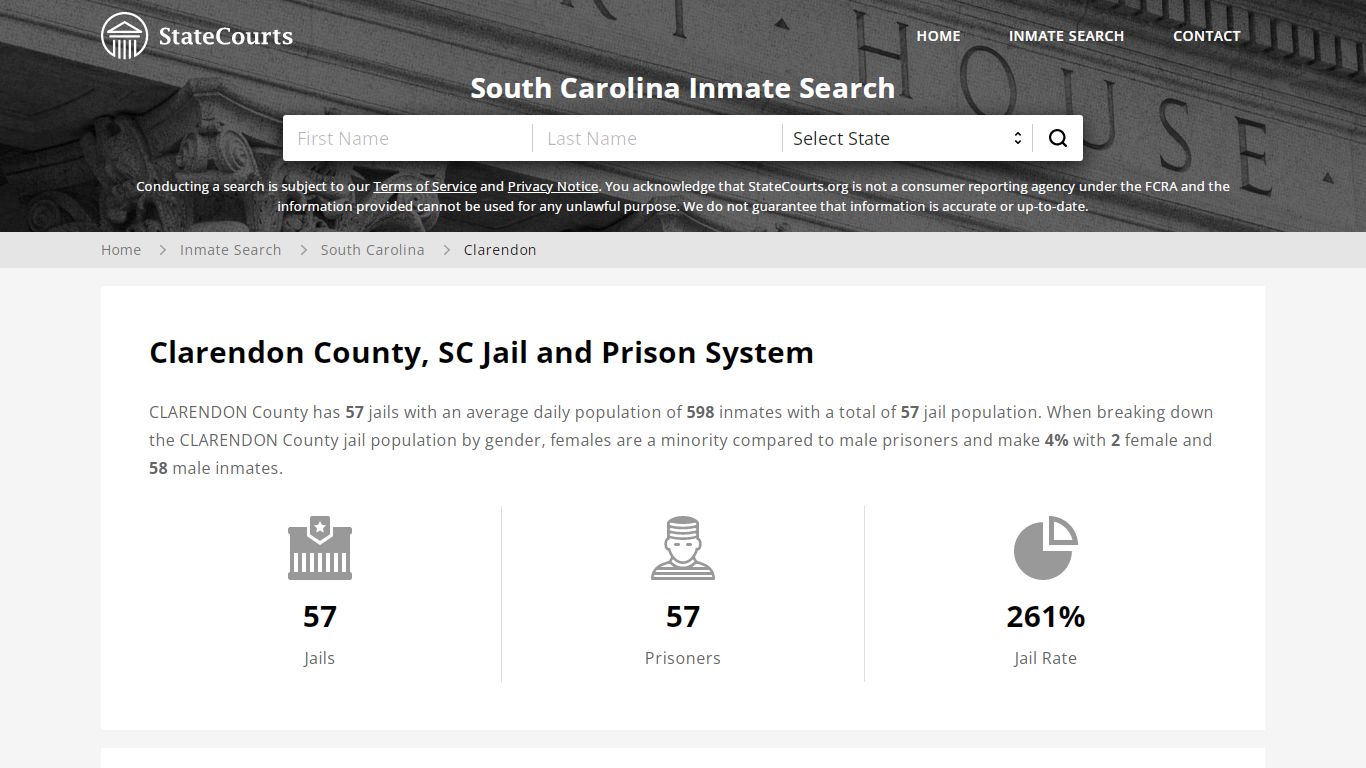 Clarendon County, SC Inmate Search - StateCourts